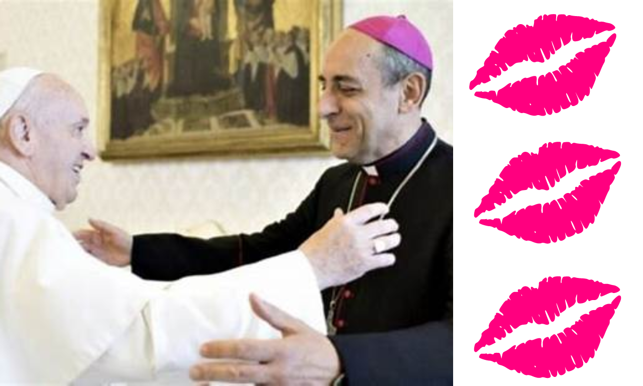 Bergoglio and Tucho embrace.