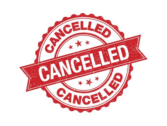 Image of word "cancelled."