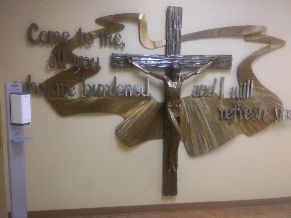Crucifix in hallway.