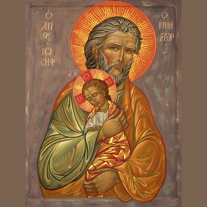 St. Joseph holding Jesus.